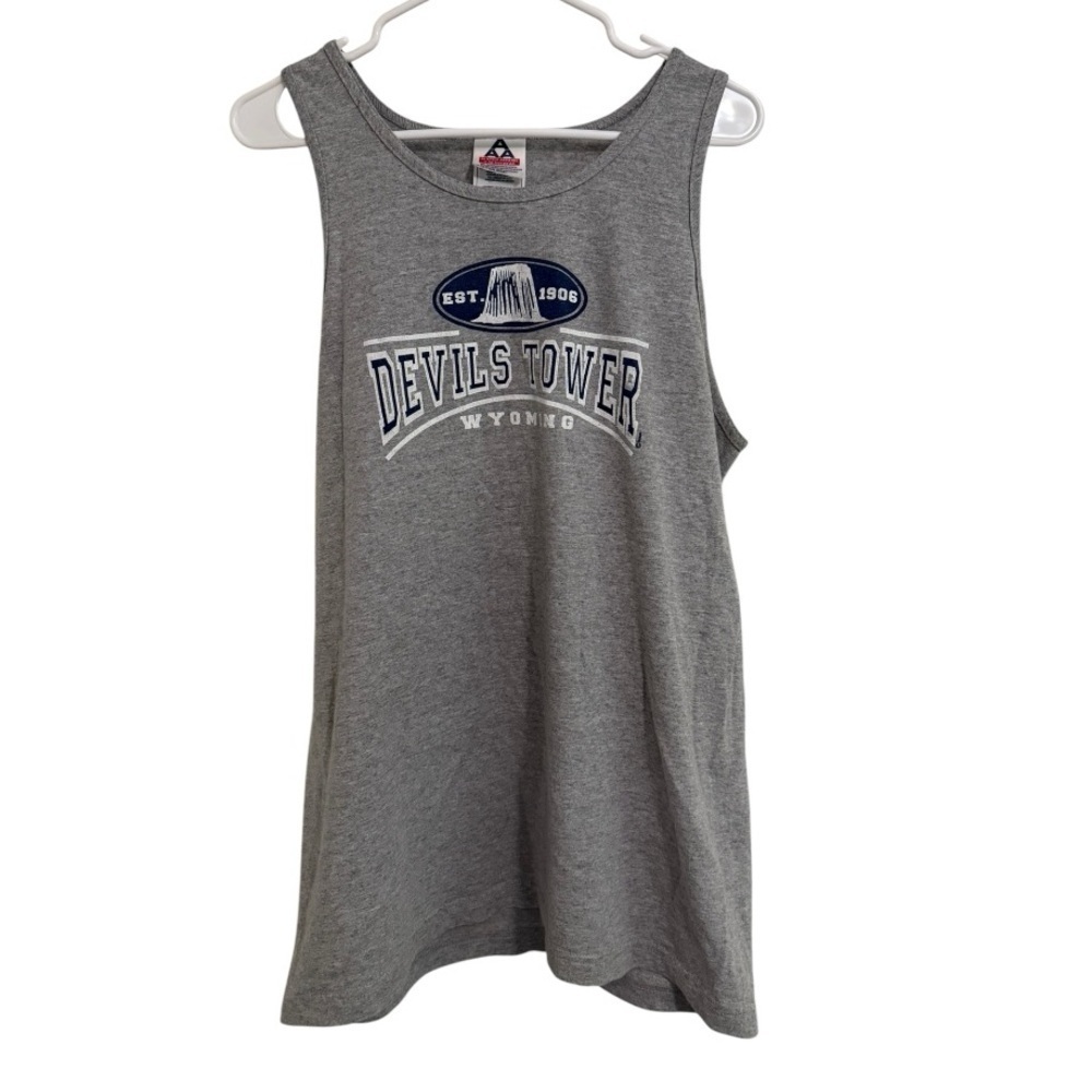 Devils Tower Vintage Wyoming Tank Top Gray Alstyle USA Made Large